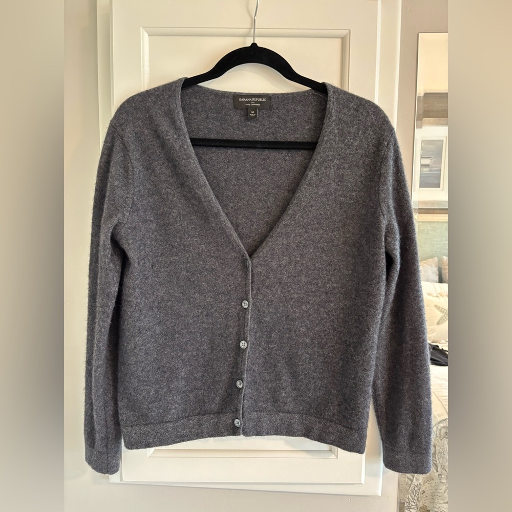 Banana Republic Cashmere Charcoal Cardigan Sweater